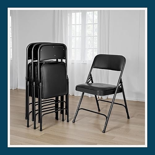 Miniatura 50 de OEF Furnishings Paquete de 4 sillas plegables acolchadas de vinilo de alta calidad, color gris, ideales para el hogar, la oficina o los eventos