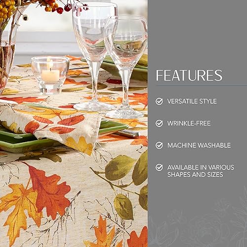 Miniatura 3 de Elrene Home Fashions - Mantel con estampado de hojas de otoño, mantel festivo para uso formal o diario, 60 x 120 pulgadas, alargadorectangular