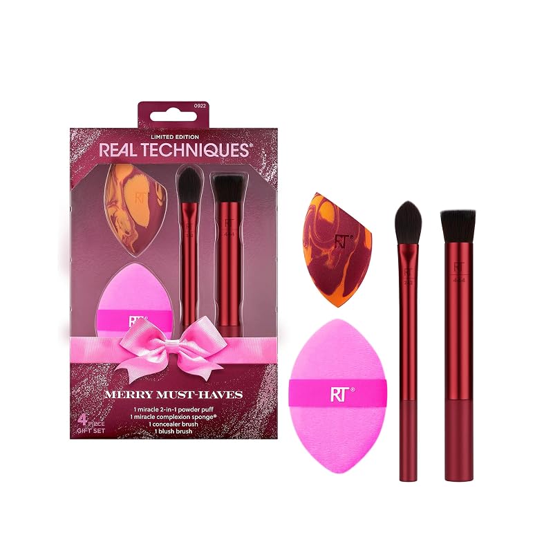 Kit de Pincéis Real Techniques Merry Must-Haves com 4 Peças
