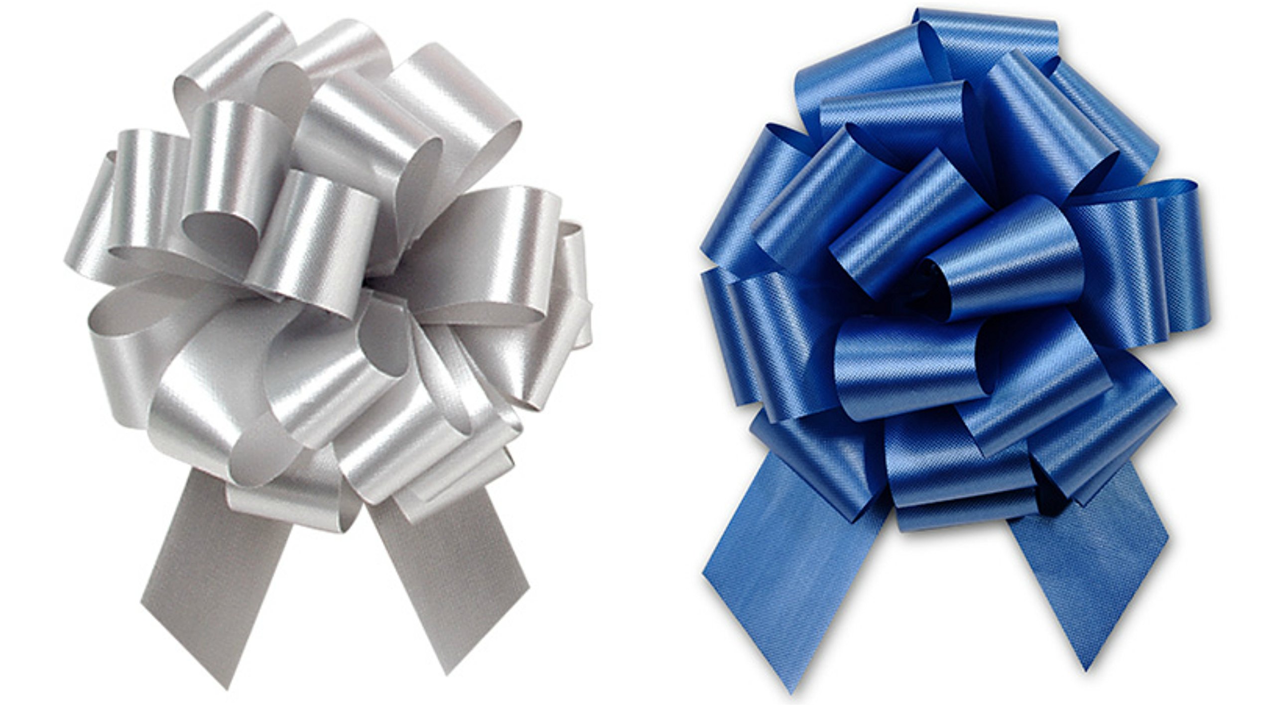 Christmas Hannukah Gift Wrap- Royal Blue & Gold, Silver or White Satin Pull Bows Value Pack - 12 Pcs (Royal Blue & Silver)