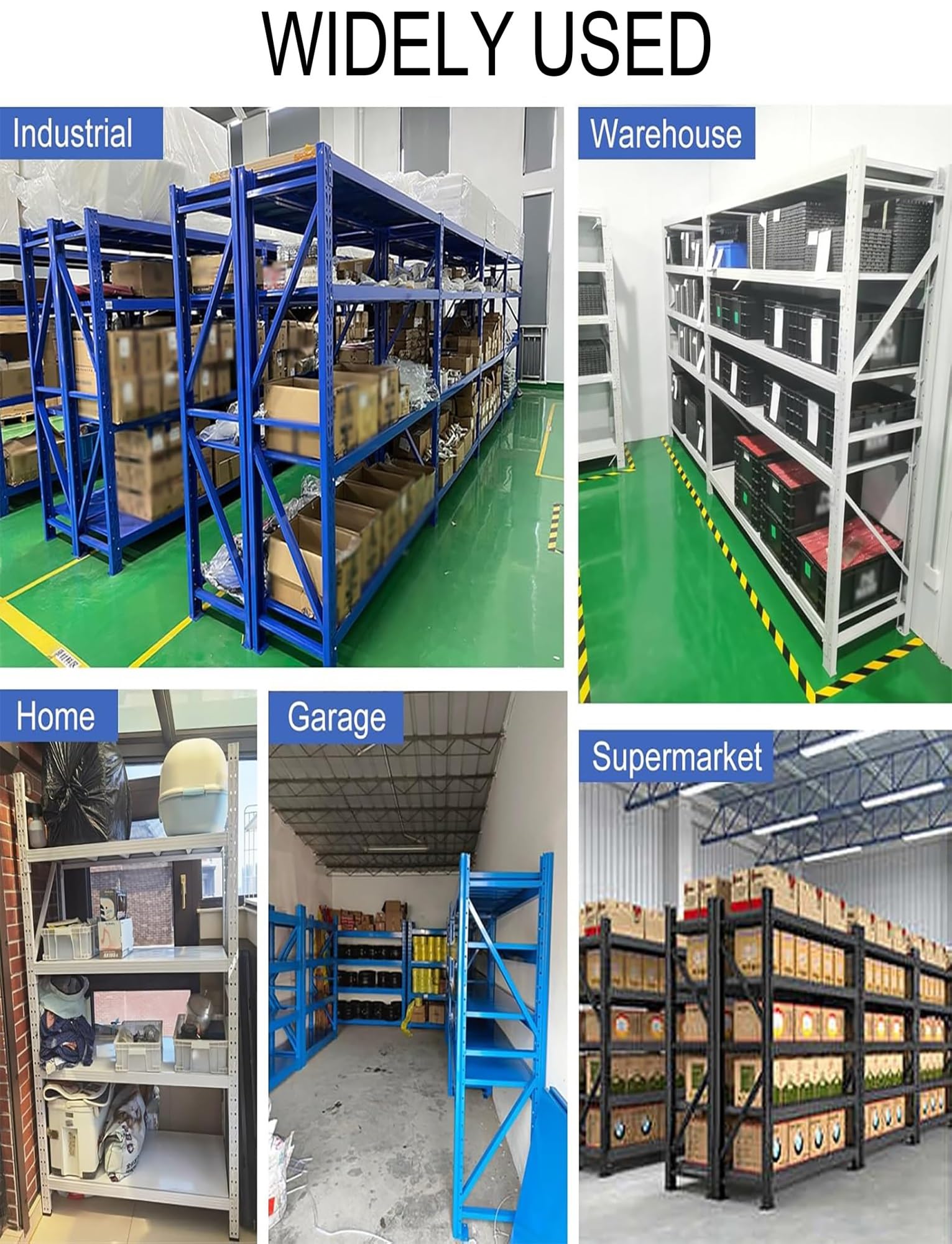 Estantería de Garaje de 5 Niveles, estantería Industrial, 79" de Alto, estantería metálica de 270 kg, for Uso Comercial y de almacén.(100x50cm/39.4x19.7in)
