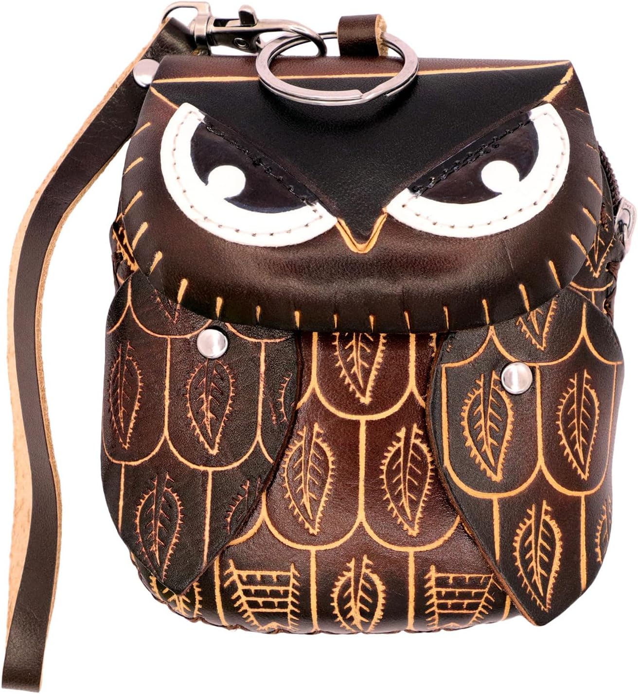 Cowhide Owl Shape Coin Purse Pouch, Hand Bag, Novelty Funny Wallet, Portable Small Storage Bag, Zipper Wristlet Wallets