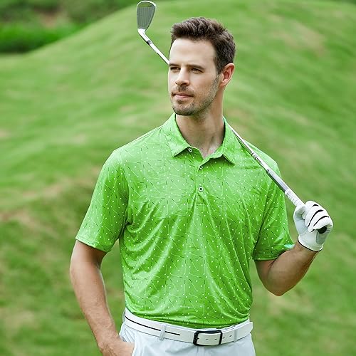 Miniatura 5 de Esabel.C Camisas de Golf para Hombre Ajuste Seco Rendimiento Manga Corta Estampadas Absorbe Humedad con Cuello