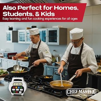 Chef Master 4-Channel Digital Kitchen Timer Timer for Cooking, Baking & Grilling LED Display Clock with Independent Countdown Functions for Food Preparation, Roasting, Tracking - 90218