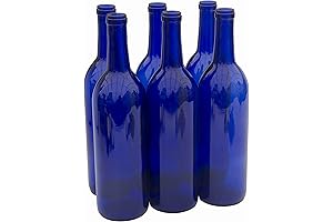 North Mountain Supply - W5CB6 750ml Glass Bordeaux Wine Bottle Flat-Bottomed Cork...