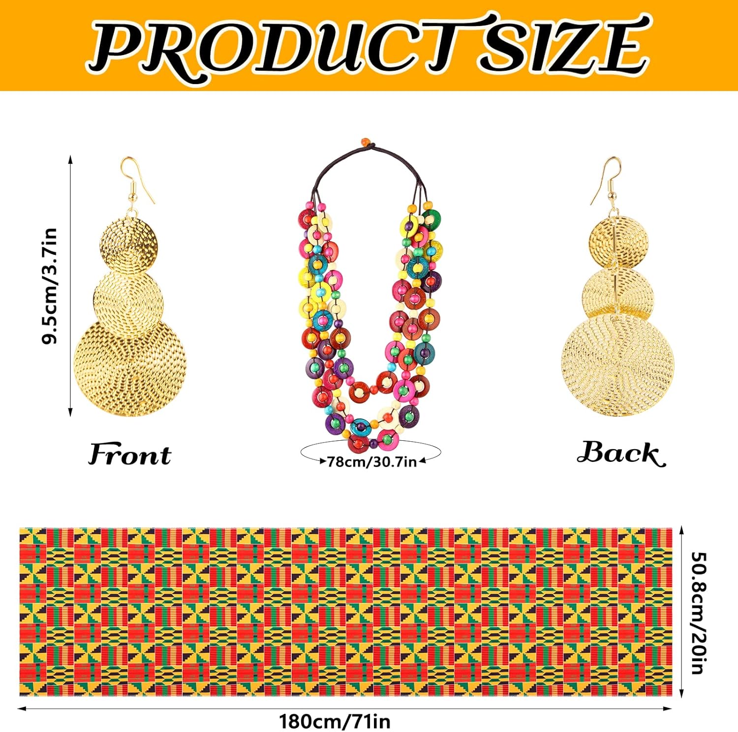 4Pcs African Dresses for Women African Attire Traditional Costume Black History Month Decorations Head Wrap Scarf - Image 3