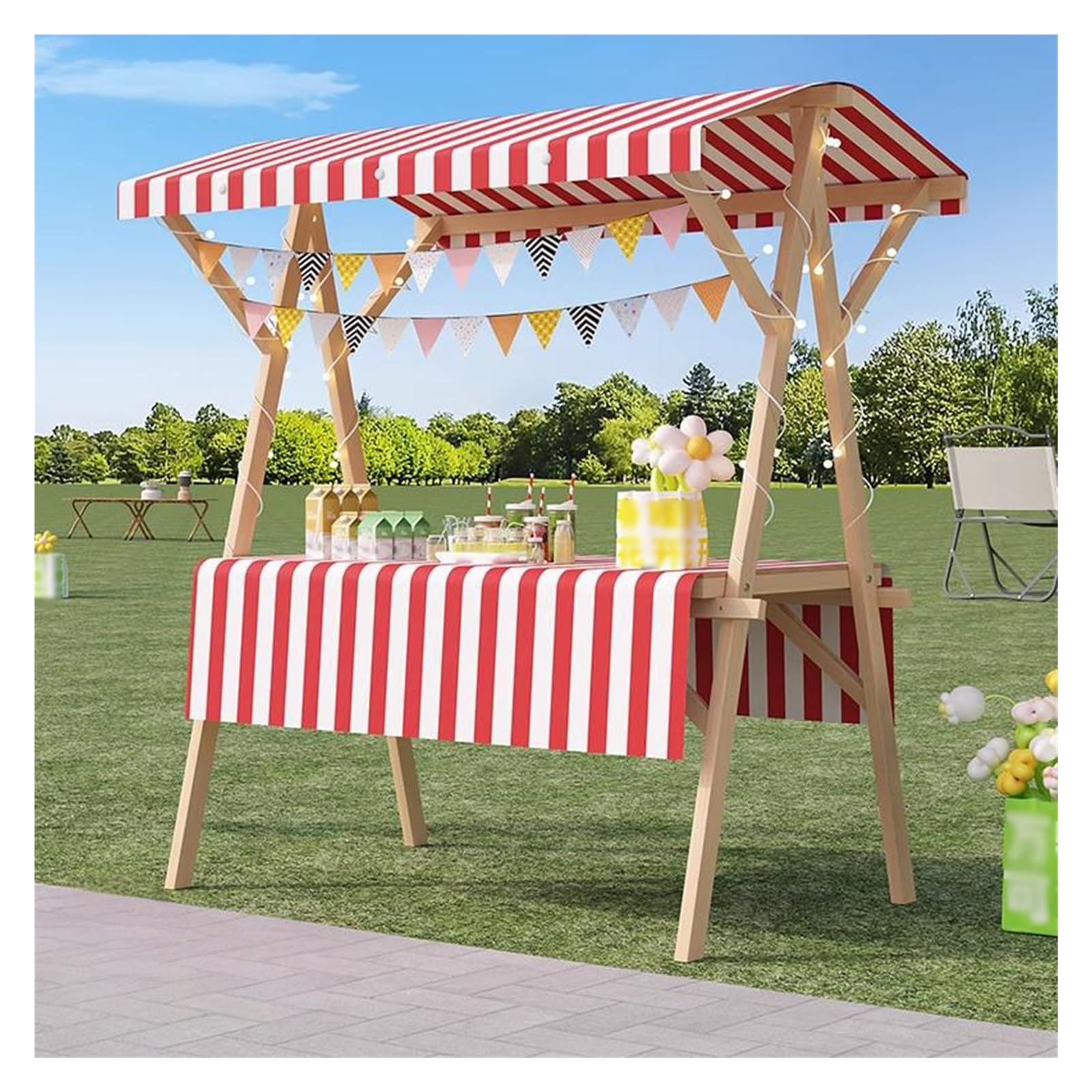 Carrello pieghevole portatile in legno per mercatini da bancarella per venditori esterni Display Street Food Cart Mobile Catering Stall Farmers Display Mercato Attrezzature per camion alimentari