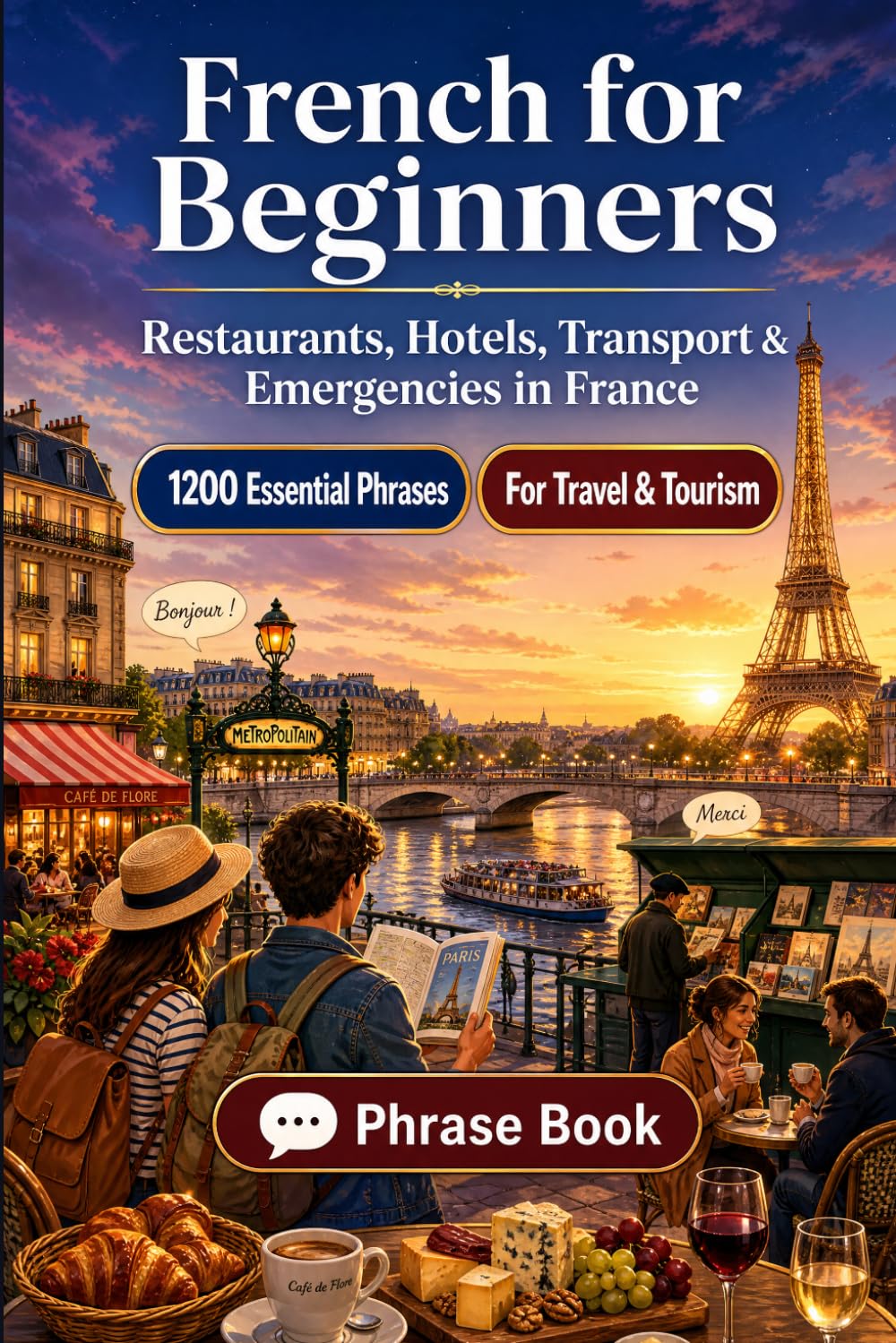 French Phrase Book for Beginners: 1200 Essential French Phrases for Travel in France: Easy Pronunciation Guide, Everyday Conversations, Restaurants, ... & Cultural Tips for Exploring France