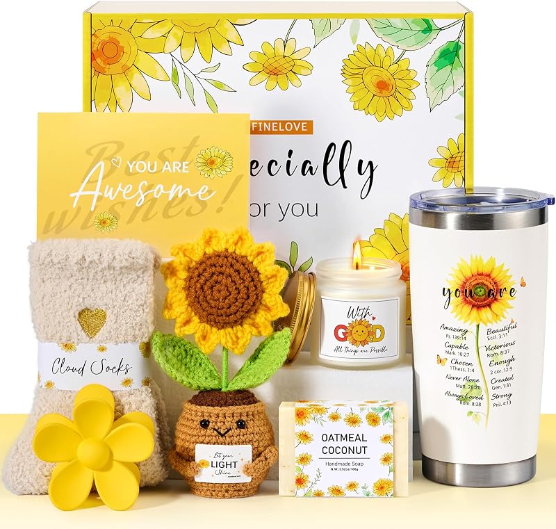 Kit de cuidados corporais FINELOVE com tema de girassol, 11 peças