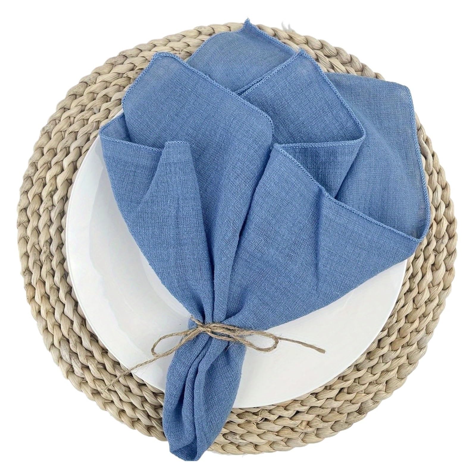 Tovaglioli Stoffa 50 tovaglioli in cotone retrò color avorio, 30x30 cm, con bordo cucito, for feste di nozze, da tavola natalizi(50pcs Lake blue)