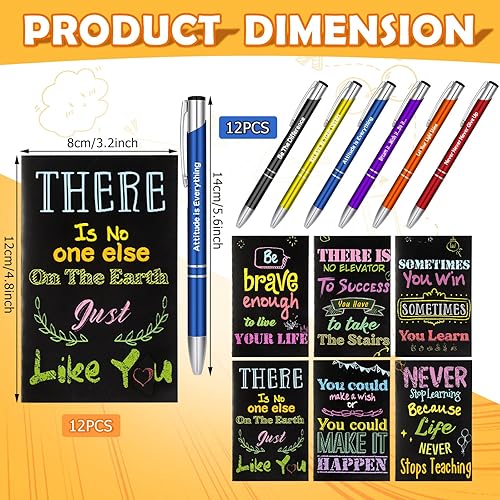Miniatura 3 de Geyee 24 mini bolígrafos motivacionales, blocs de notas inspiradores, regalos de agradecimiento a granel, diarios pequeños, divertidos bolígrafos