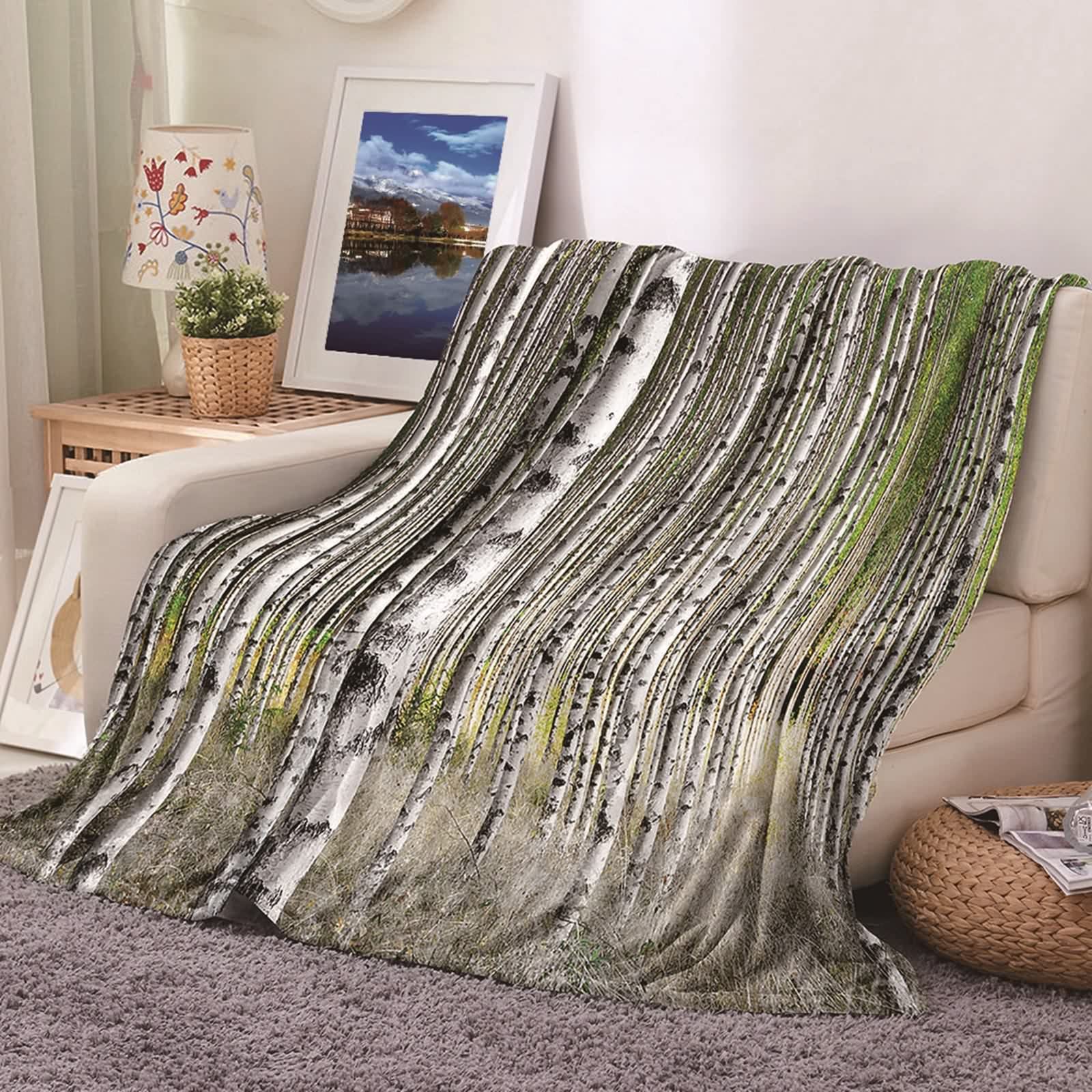 Couverture de lit en flannel haut de gamme KnSam plaid polaire vert blanc