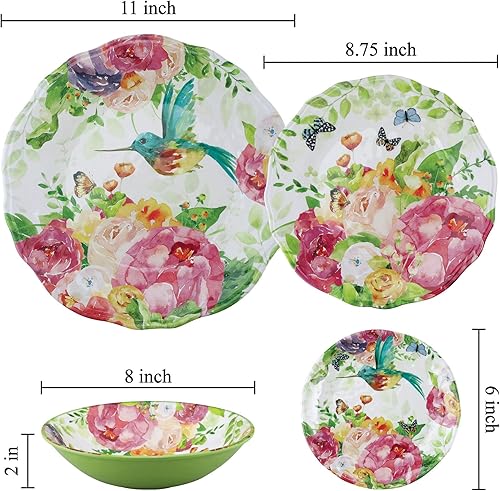 Miniatura 5 de UP ware - Platos redondos de postre de melamina de hibisco, platos pequeños para servir, para aperitivos, aperitivos y guarniciones, multicolor, 6
