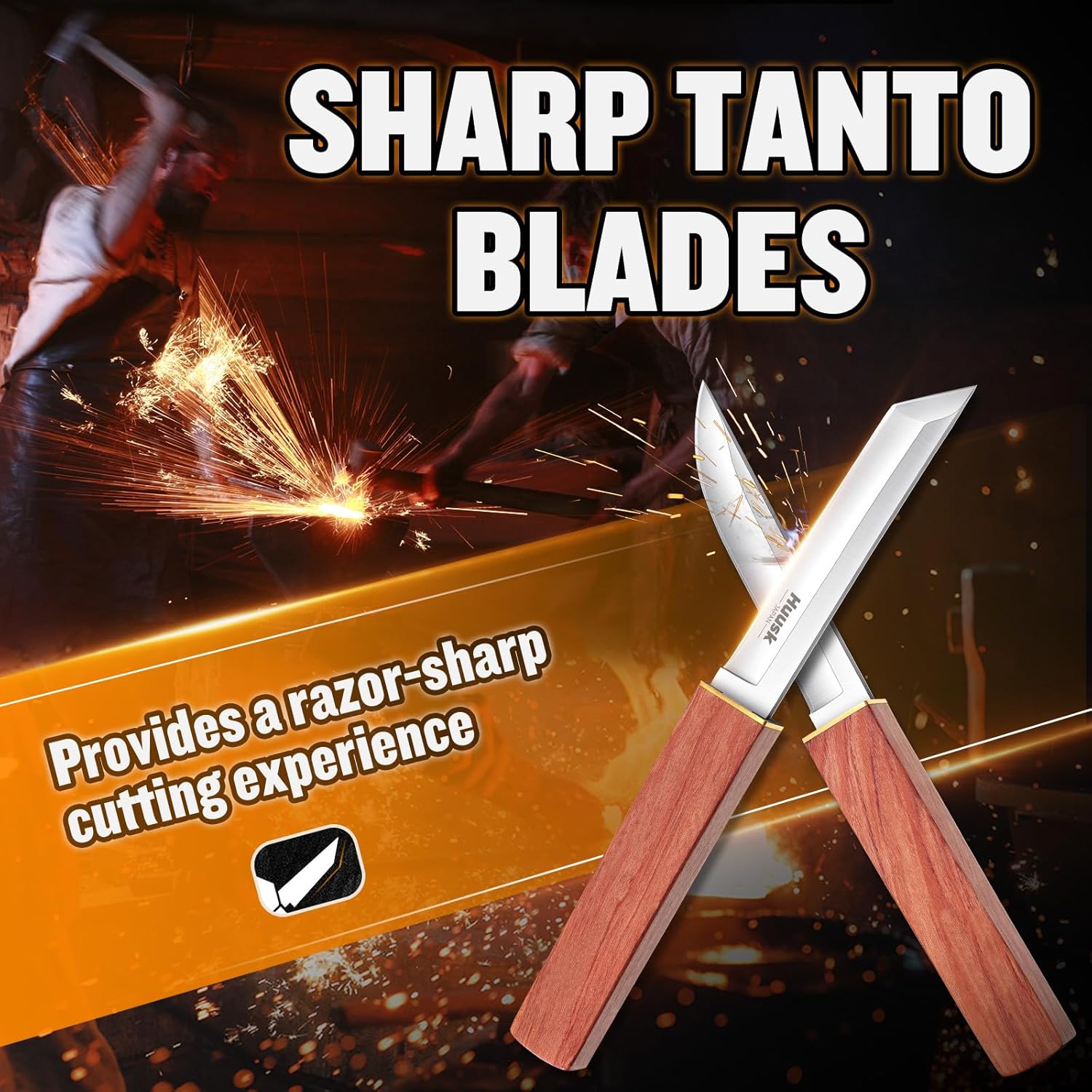 Huusk Camping Knife 2 In 1 D2 Steel Fixed Blade Japanese Samurai Knife for Men Bushcraft Knives for Outdoor Hiking Fishing - Image 3