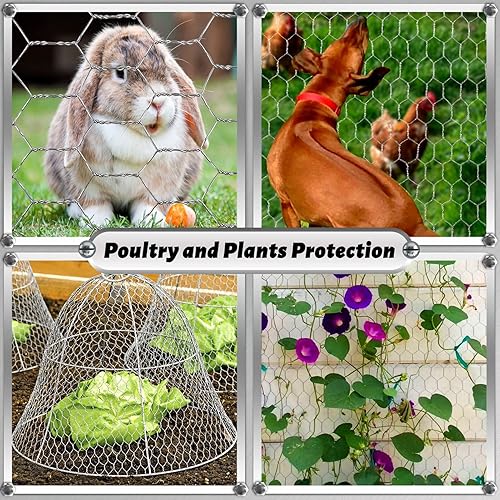 Miniatura 4 de Malla de alambre de pollo, 17 pulgadas x 60 pies, valla de alambre de pollo floral de metal para manualidades, jardín de aves de corral, red de tela