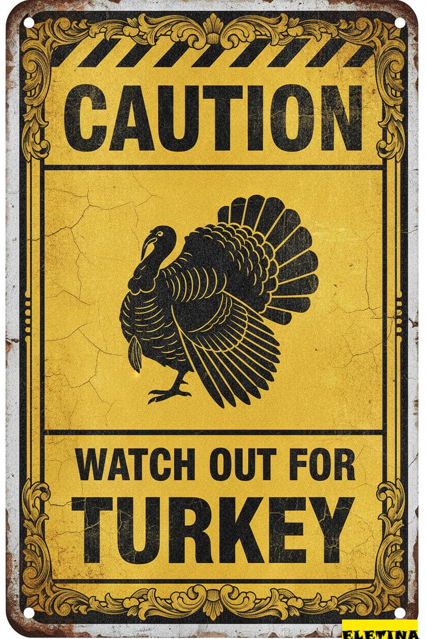 Tin Sign for Man Cave Caution Watch Out Turkey You Have Been Warned Aluminum Metal Tin S Door Warning Zoo Fence Gate Yard Home Wall Decor 8x12 Inch Private Property Decorative