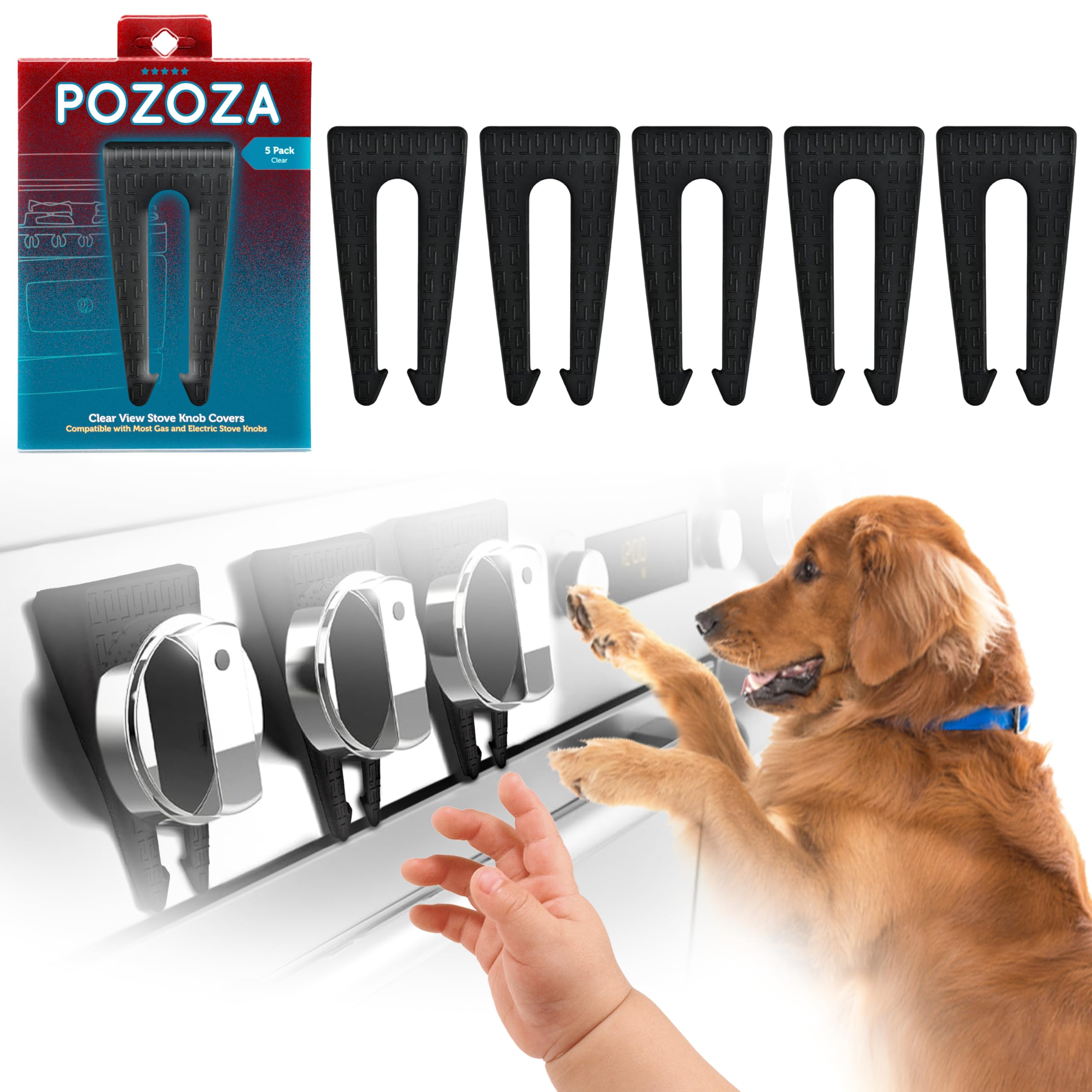 Stove Knob Safety Covers - Gas Stove Knob Locks & Oven Knob Covers for Child Safety, Baby Proofing Stove & Oven with Childproof Stove Knob Locks, Baby Proof Oven Lock, Gas Stove Child Safety Covers