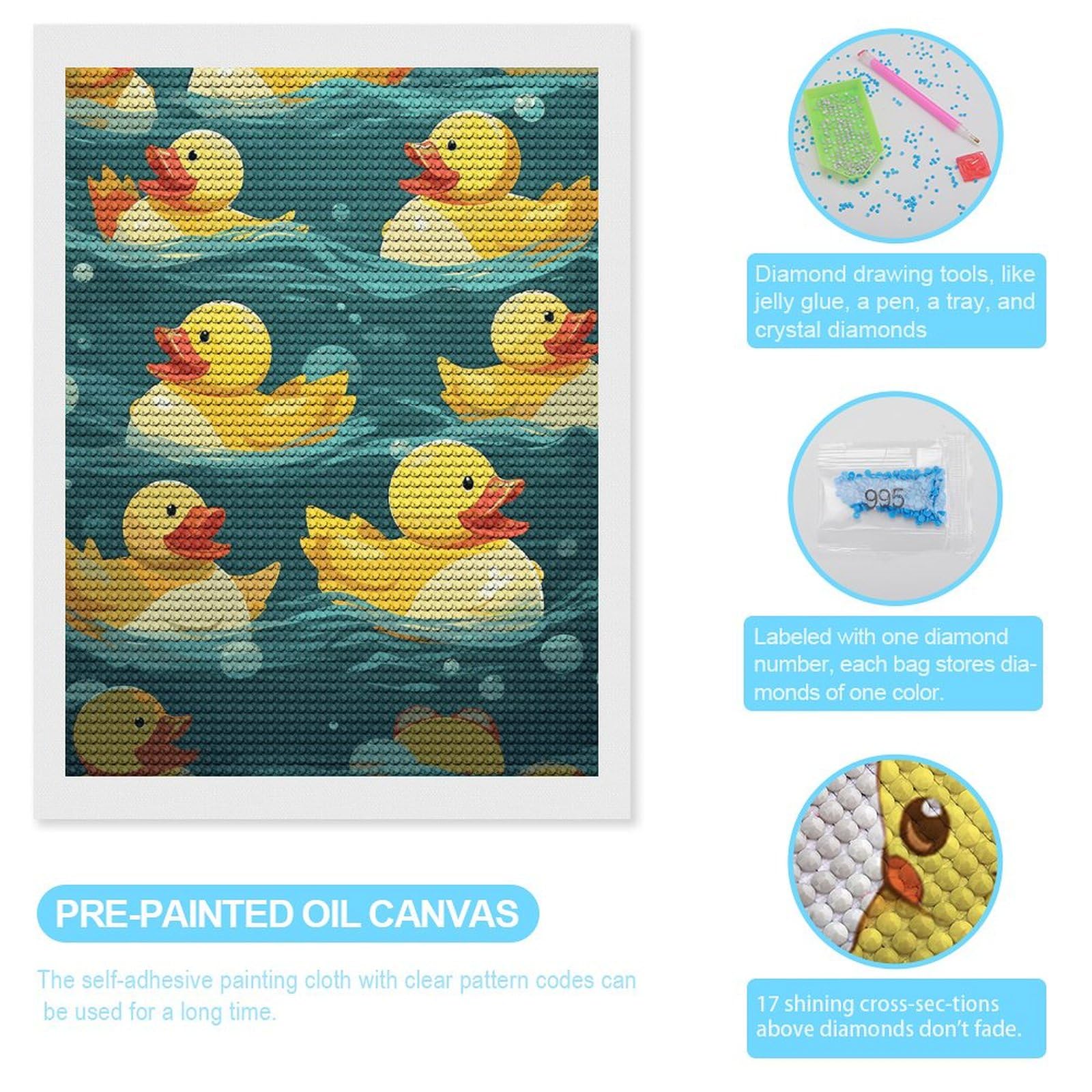 Amazon.com: BVNMT Diamond Painting Kits Rubber Ducks DIY Paint
