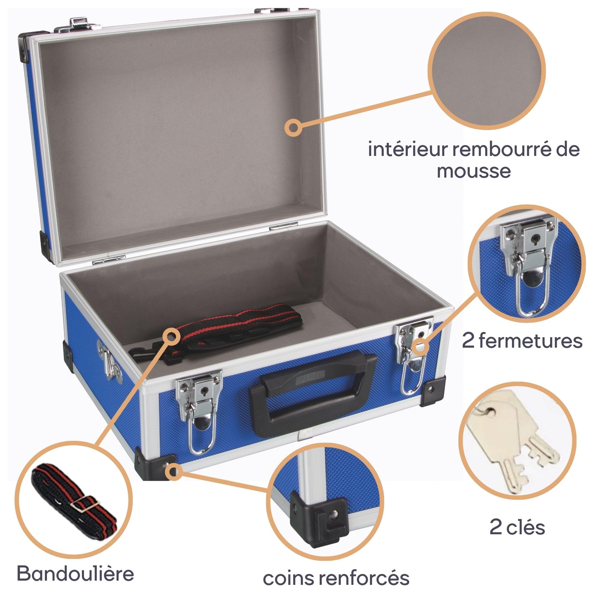 VALISE PHOTO Aluminium Mallette rigide voyage 43x30x13cm