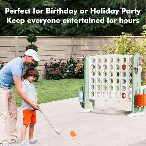 Miniatura 3 de Juego gigante de conexión 4 en una fila con tela de malla Altura ajustable 4 en 1 Juego Jumbo 4 en 1 para patio con baloncesto, golf y lanzamiento