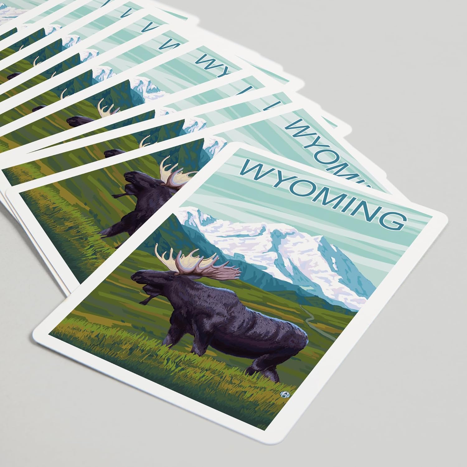 Lantern Press Wyoming, Moose and Snowy Mountain, 52 Playing Cards for Adults, Poker Size Card Deck