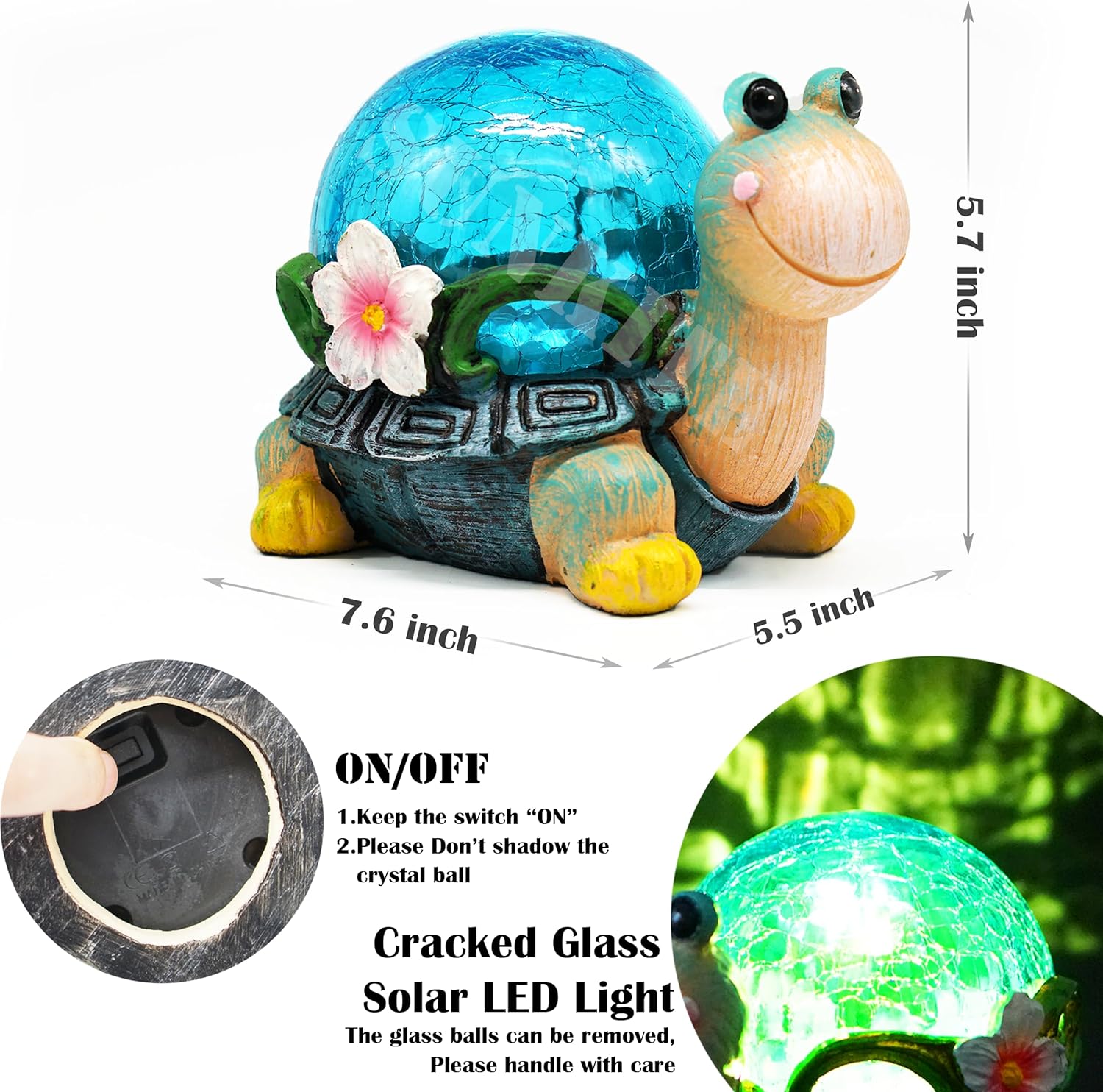 SunKite Garden Turtle Outdoor Statues Solar Garden Lights Resin Snail Figurine Garden Decorations for Patio Yard Lawn Ornament Housewarming Birthday Gift for Mom