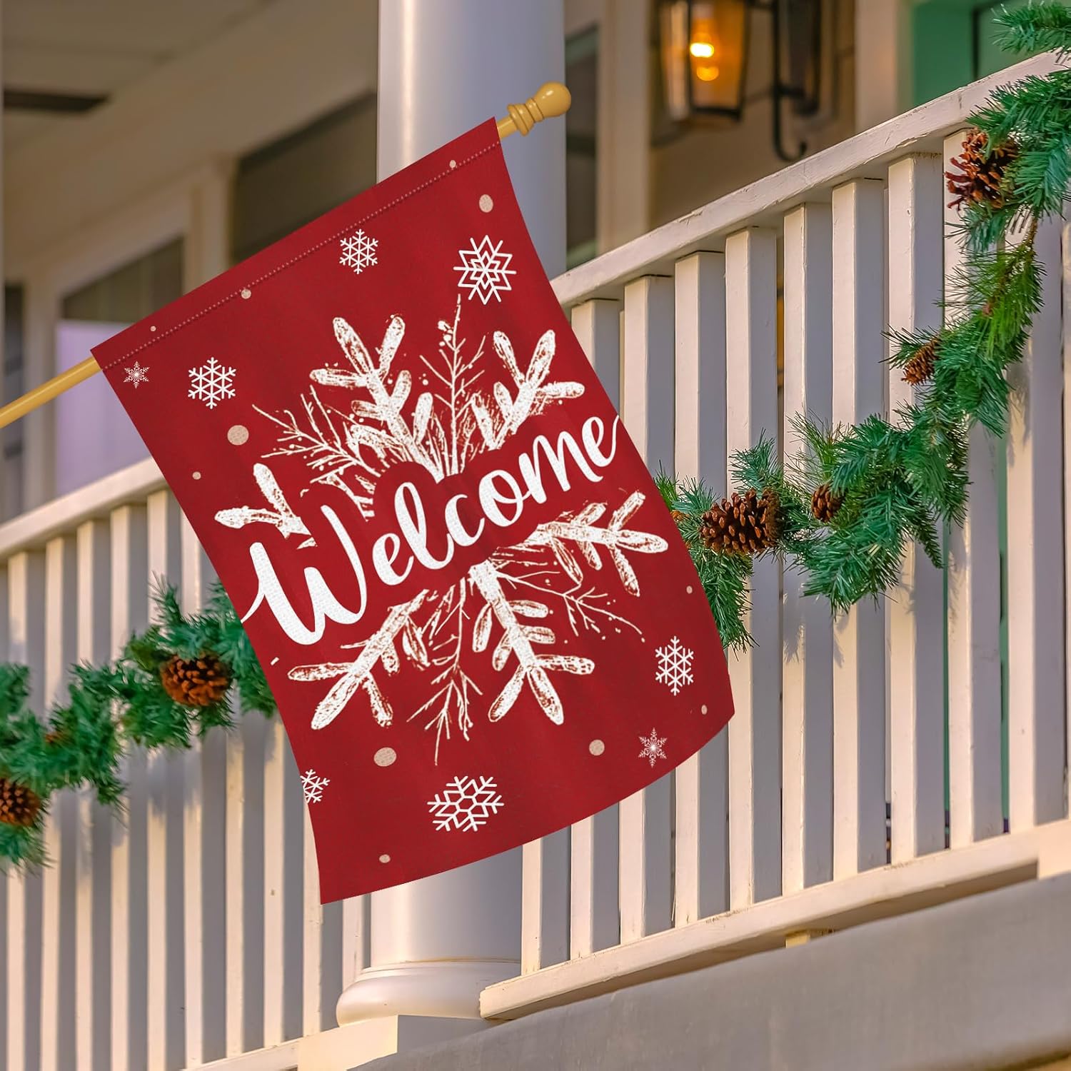 Heyfibro Christmas Welcome Garden Flag 28x40 Inch Double Sided Burlap, Winter Snowflake Yard Banner for Holiday Xmas Yard Outdoor Decoration(ONLY FLAG) - Image 7