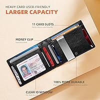 Vista 27 de RUNBOX - Carteras delgadas para hombre, cartera de piel con pinza para el dinero, cartera de bolsillo frontal con bloqueo RFID, tarjetero Negro