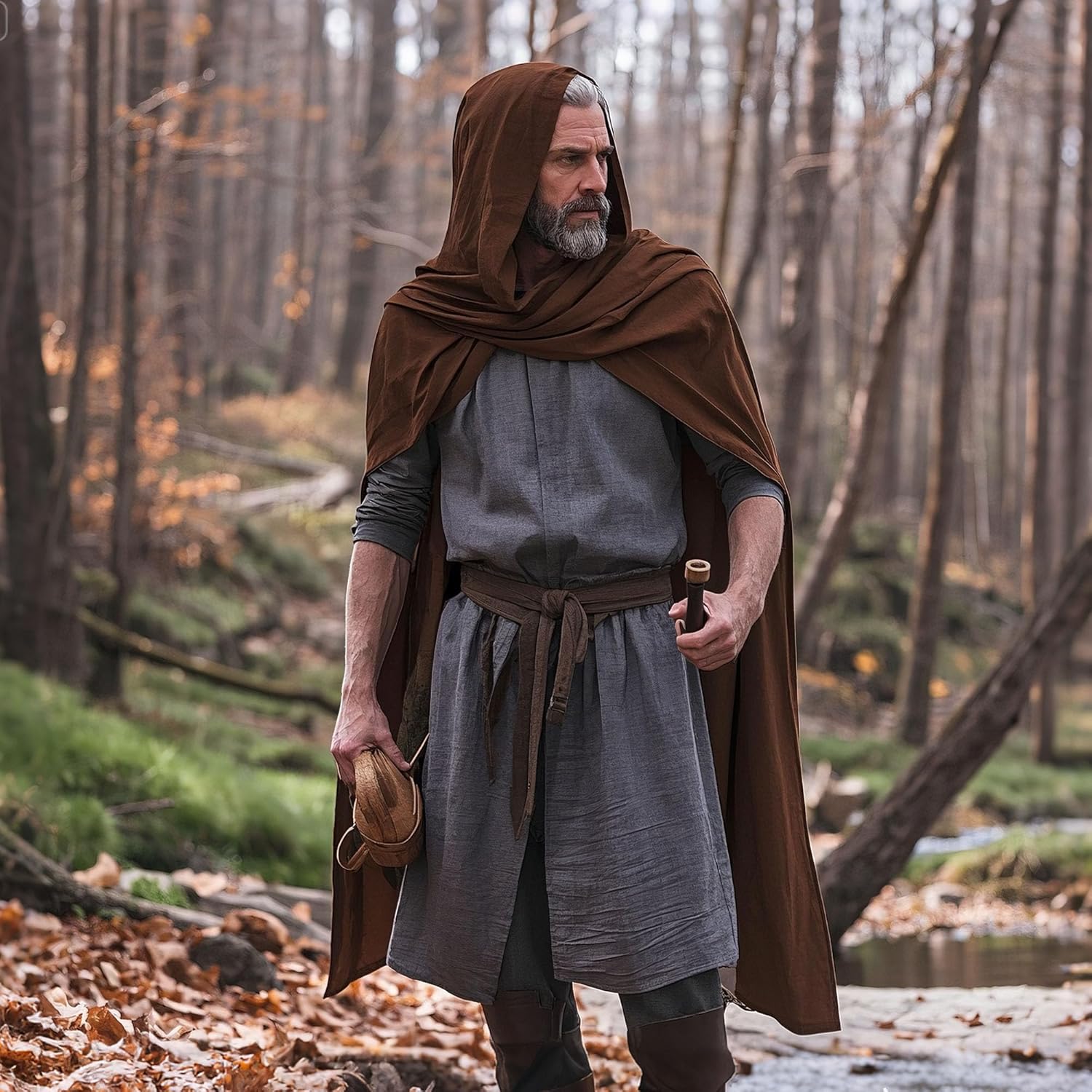 Medieval Hooded Shawl, Multifunctional Cowl Scarf, Costume Accessory for Viking Shaman Renaissance - Image 2