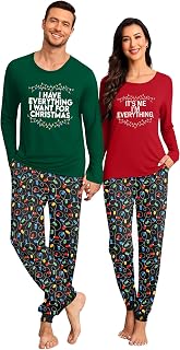 Couples Halloween Christmas Pajamas Matching Pj Set for Men and Women | 2pc,Side Pockets,Pants and Tops,Long Sleeve,Soft,Gift