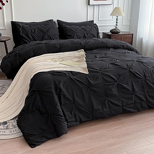 Miniatura 6 de Maple&Stone Juego de edredón tamaño King californiano, juego de 7 piezas, ropa de cama con diseño de pliegues, con edredón, sábanas, fundas de