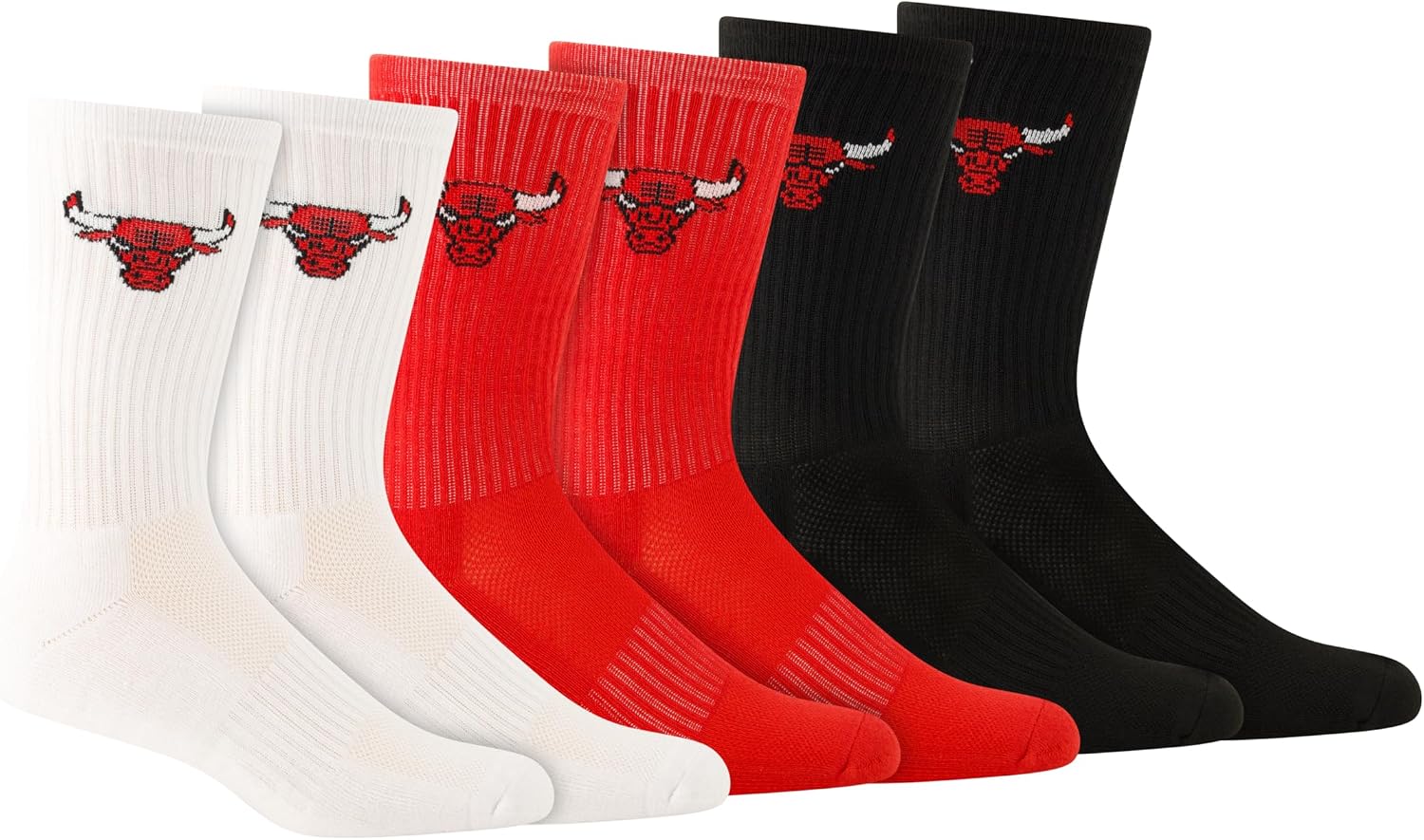 Ultra Game Men's NBA Official Athletic Cushioned Core Logo Team Crew Socks-3 Pack
