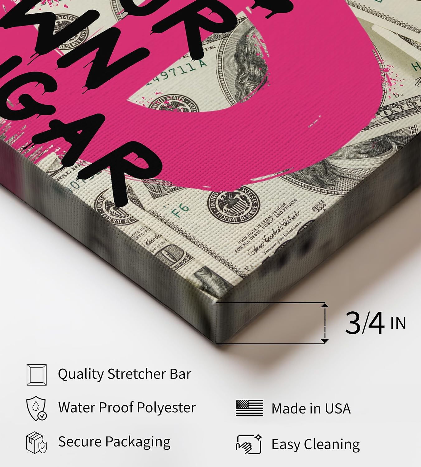 Poster Master Be Your Own Daddy Canvas - Money Motivational Print - Trendy Graffiti Art - Preppy Gift for Men & Women - Pop Art - Decor for Living Room or Dorm - 8x10 STRETCHED Canvas