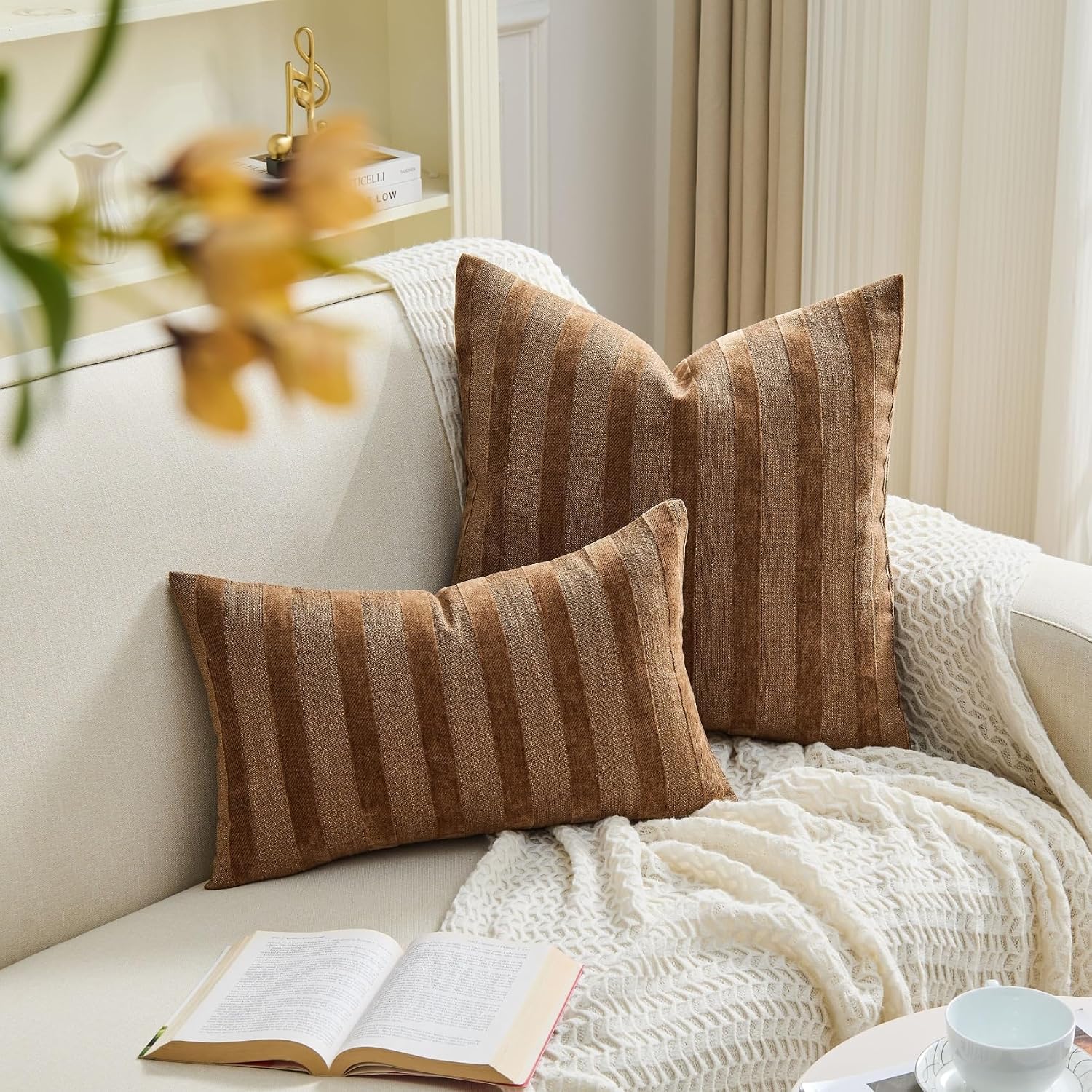 Throw Pillow Cover Stripe-20 * 12-Brown Sugar image 3