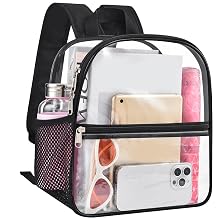 USPECLARE Clear Backpack, Stadium Approved 12x6x12, Waterproof Clear Bag for Concerts, Work, Sports Events, Black, Small, clear, S