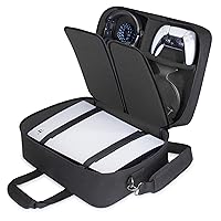 Vista 1 de USA GEAR PS5 Case - Console Case Compatible with Playstation 5 and PS5 Digital Edition with Customizable Interior for Playstation Controller, PS5