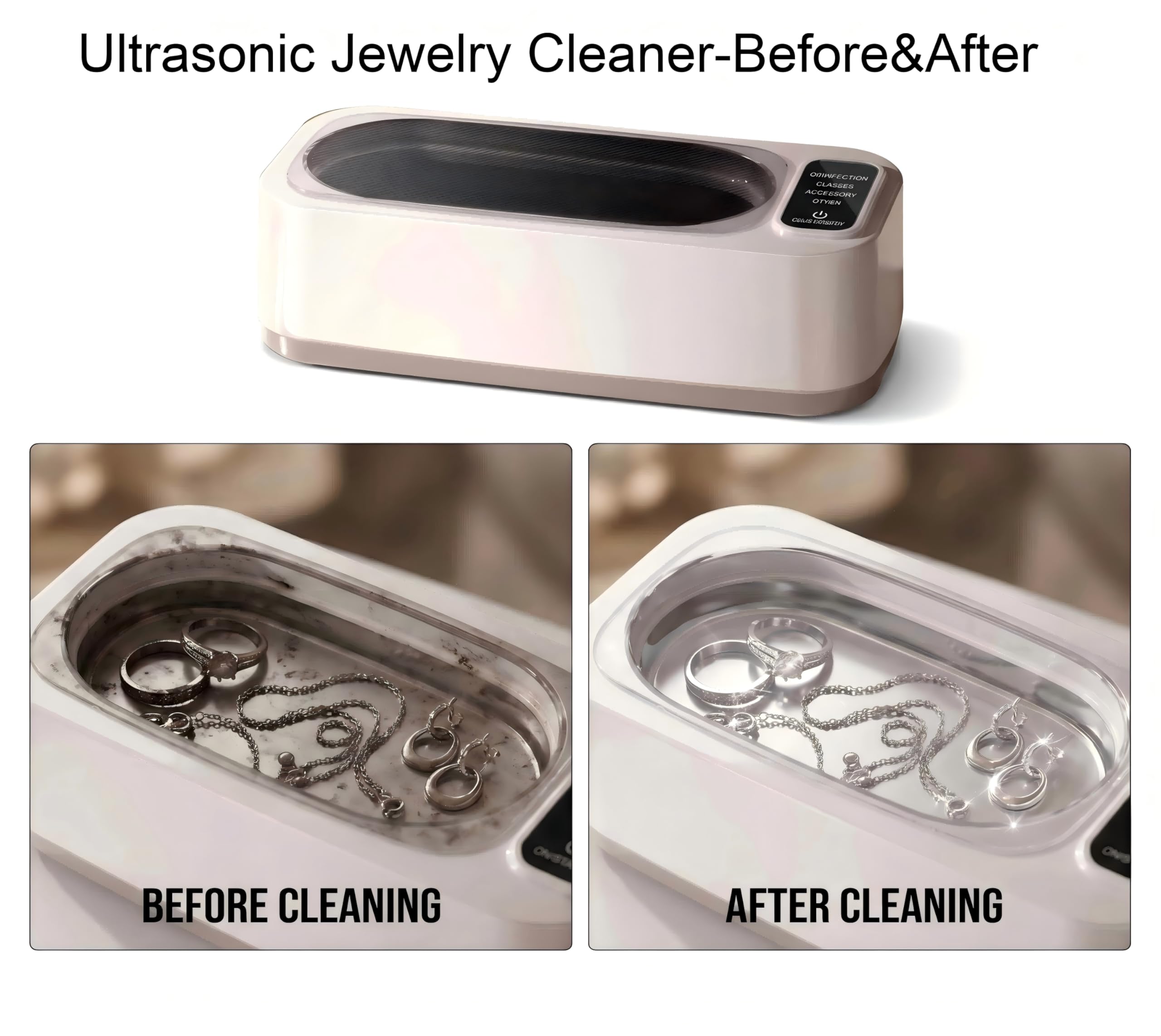 iTOMA Pulitore Ultrasuoni 48KHz 24W - Vasca in Acciaio Inossidabile 304 da 350 ML, tre modalità di pulizia per gioielli, occhiali, cinturini di orologi, dentiere, apparecchi ortodontici, monete, rasoi