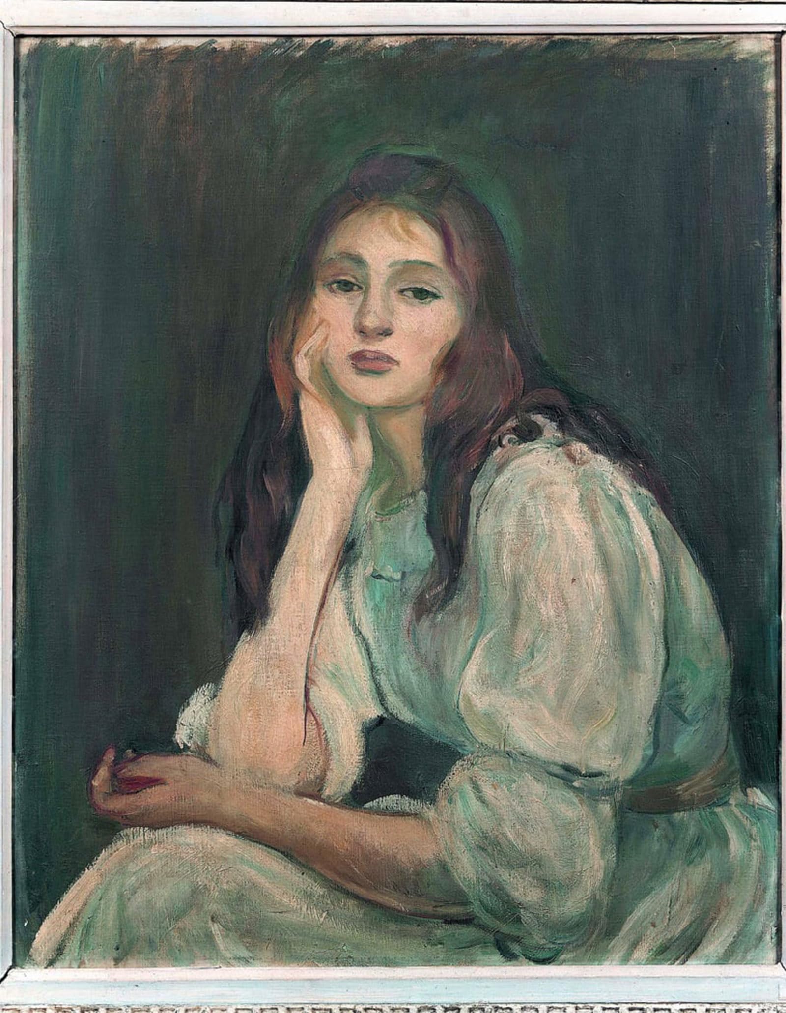 ARTXLXXBN Famous Painting Canvas Artwork Graffiti Print Julie Daydreaming by Berthe Morisot Portrait Canvas Image for Home Decor 60x90cm