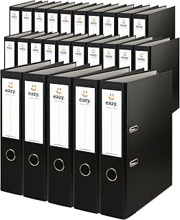 Eazy Büro-Ordner für Dokumente A4, Breit - 25er Hebelordner (Schwarz)
