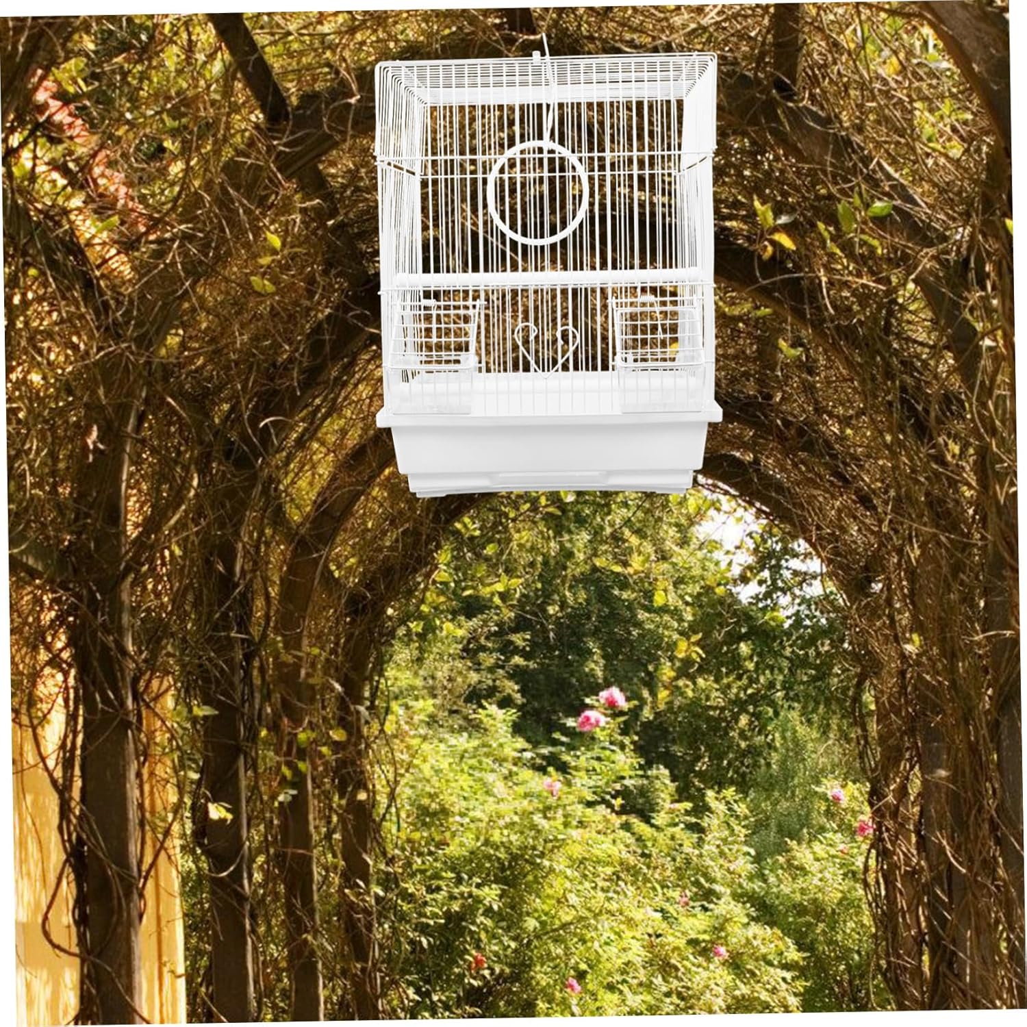 VILLCASE Portable Lightweight Parrot Travel Cage for Pearl Jade Finches and Painted Eyebrow Birds Iron Pet Carrier with Enhanced Air Circulation Convenient Outdoor Bird Carrier for Walking