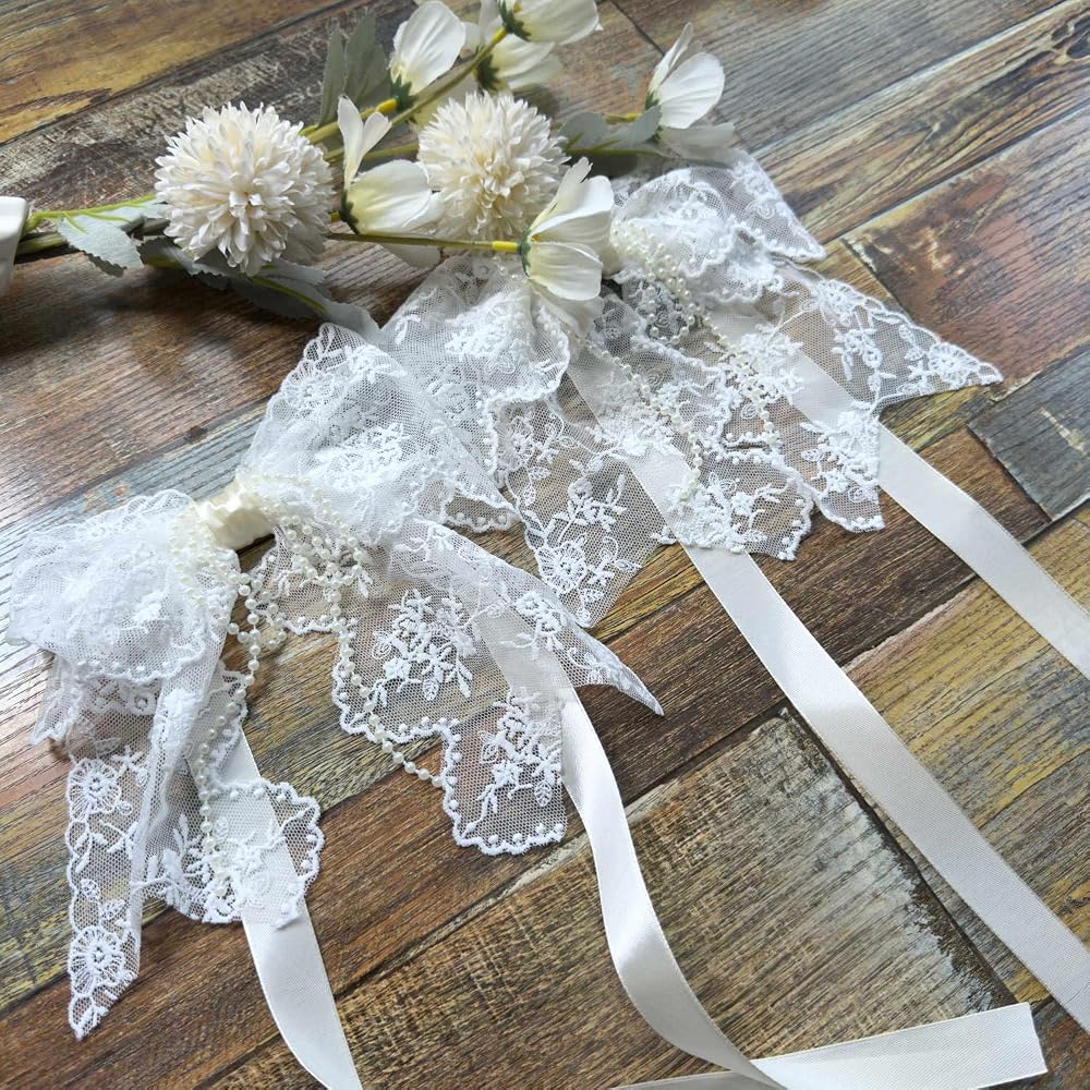 2-Pack Set Floral Embroidery Lace Bowknot Ribbon Curtain Tiebacks for Party — 사진 1