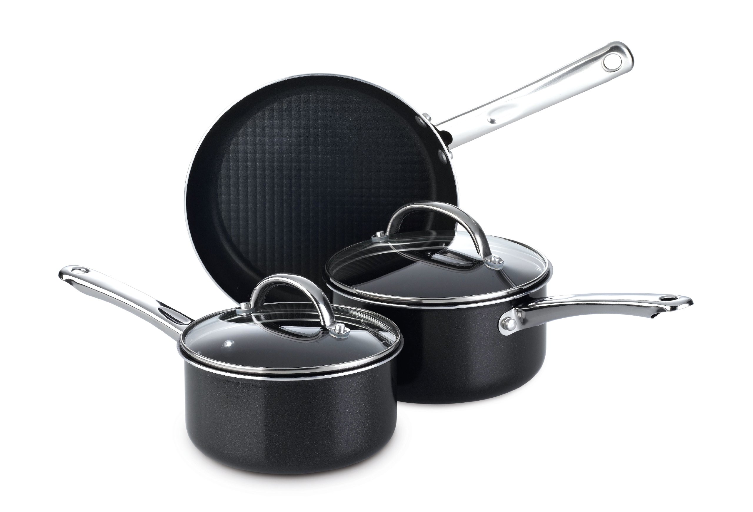 Prestige Aluminium Cookware Set, 3-Piece, Black