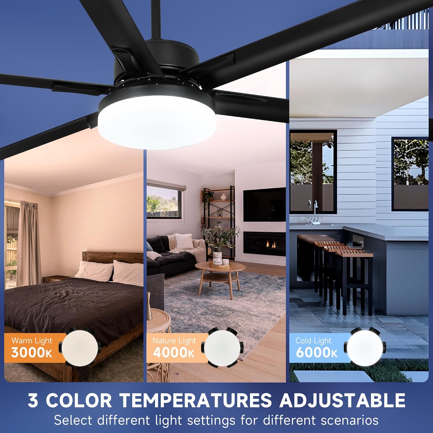 Soilsiu 72 Inch Ceiling Fans with Lights and Remote