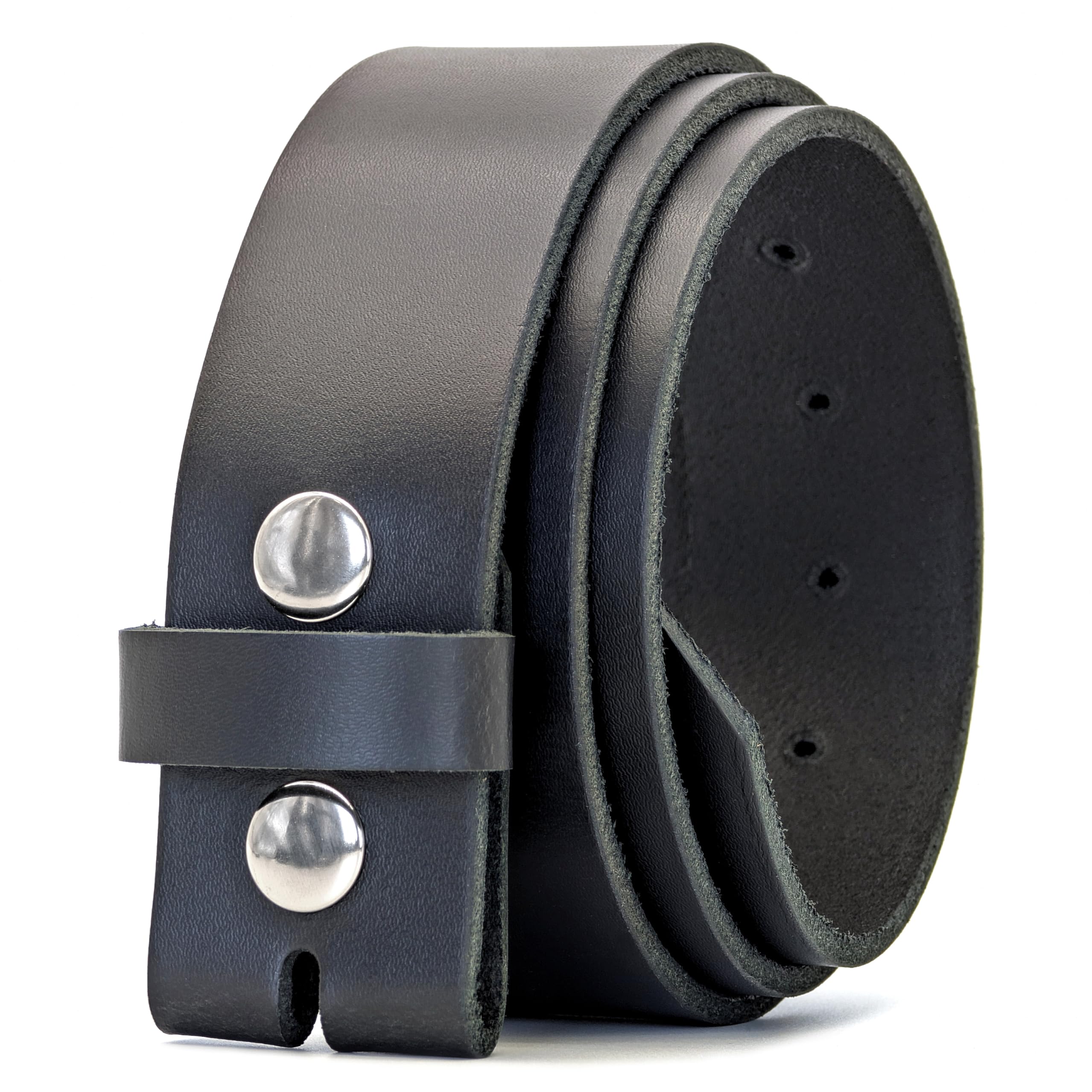 Ashford Ridge 40mm Full Grain Hide Leather Snap On Belt - Made in England (5XL (56" - 60" Waist), Black)