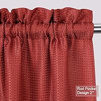 Vista 3 de NANAN Tier Curtains for Kitchen 24 Inch, Waffle Weave Textured Tailored Short Curtains for Bathroom Waterproof Window Covering Kitchen Cafe Curtains