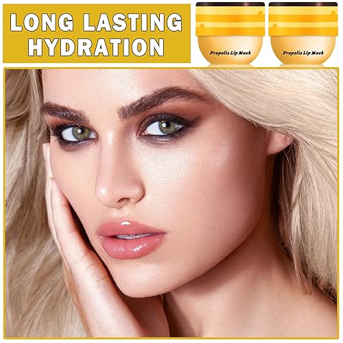 Miniatura 2 de Bálsamo labial de abeja, 2 unidades, pote de miel, bálsamo labial para dormir, máscara de labios de abeja hidratante sedosa, mascarilla para el