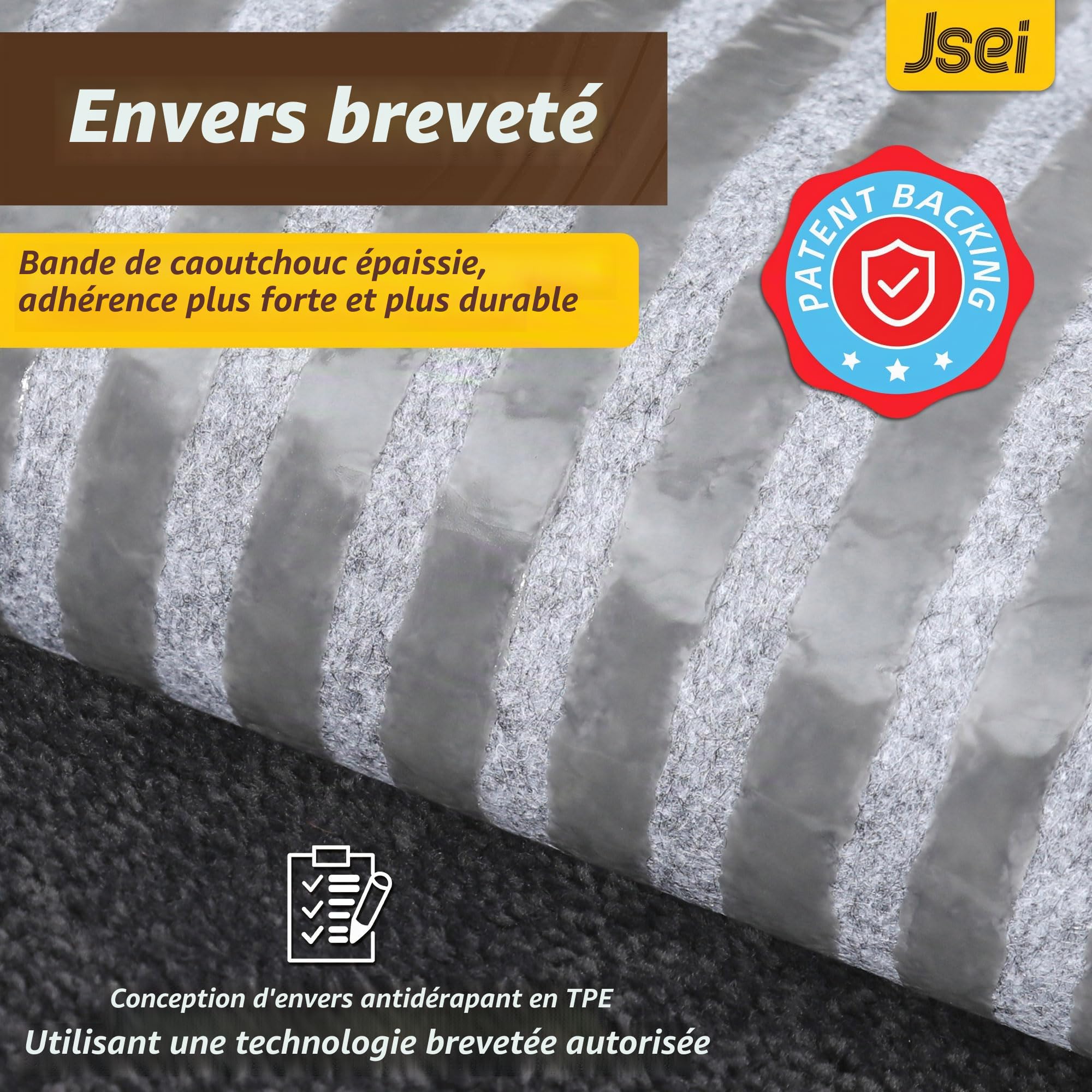 JSEI Tapis Escalier Antidérapant, Lot de 15 Marchettes Escalier Autocollantes Lavables, Tapis de Marche 20,3 x 76,2 cm, Dos TPE, Gris Foncé