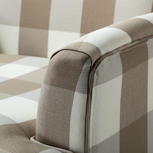 Miniatura 8 de HULALA HOME Silla decorativa moderna con brazos y patas de madera, silla decorativa de mediados de siglo, respaldo alto, reposabrazos acolchado y