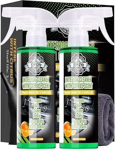 Car Interior Cleaner Spray, Multipurpose Leather Seat Cleaner Upholstery Car Cleaning Kit Auto Dashboard Vinyl Detailing Supplies Kit,Citrus Scent