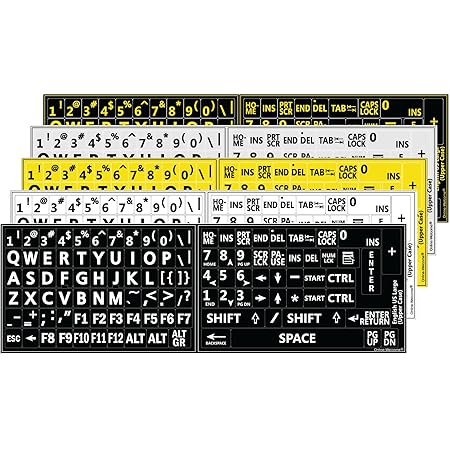 amazon com five 5 english us large print lettering black yellow white gray backgrouns keyboard stickers 5 colors online welcome electronics